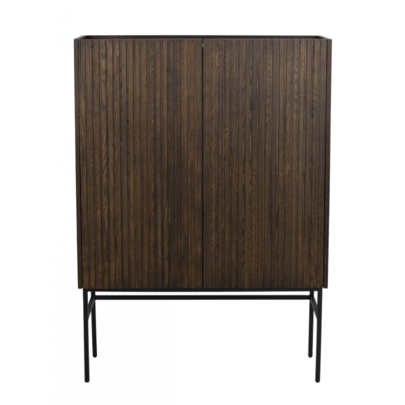 RO Halifax cabinet 100 brown oak/black metal